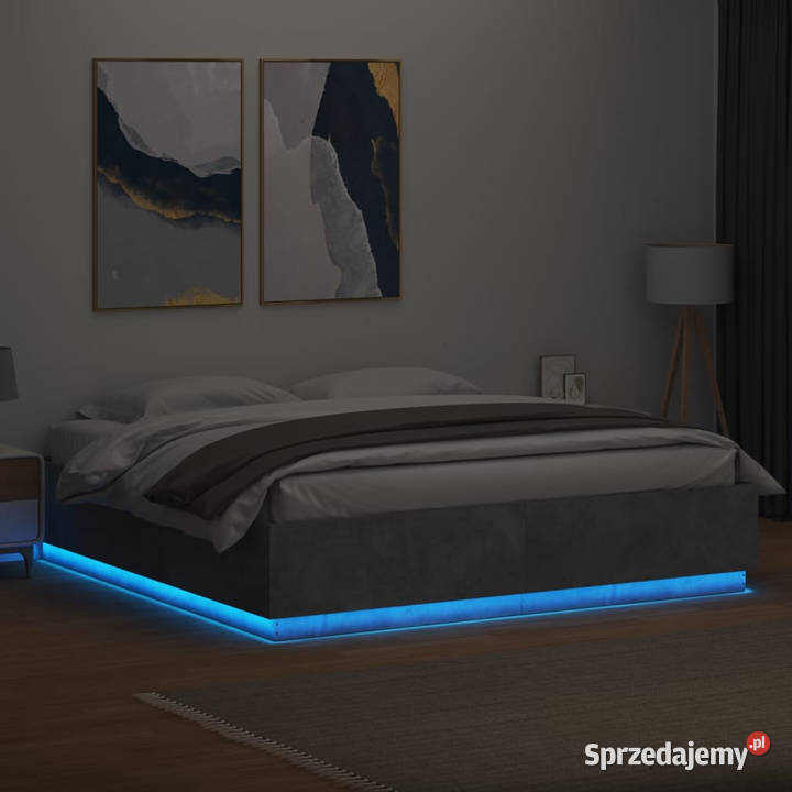 Rama łóżka z LED szarość betonu 200x200 203cm Warszawa