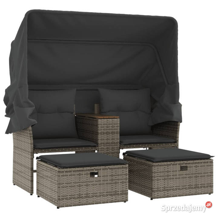 2os sofa ogrodowa z daszkiem i podnóżkami szara Warszawa