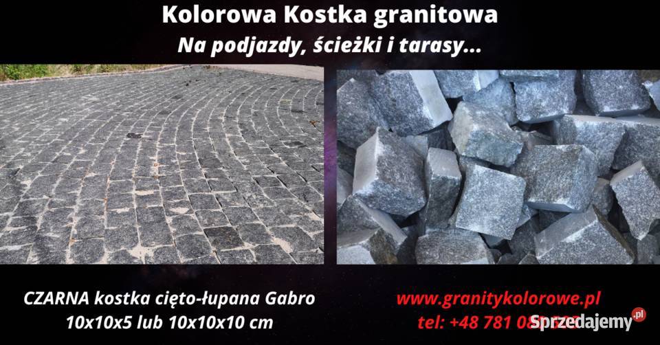 Czarna kostka granitowa 10x10x5 do ułożenia z 1 Rzeszów