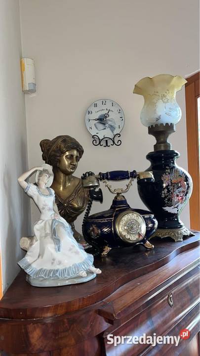 Lampa na żarówkę Kobaltowa podstawa z dekorem z Porcelana i szkło pomorskie Gdańsk