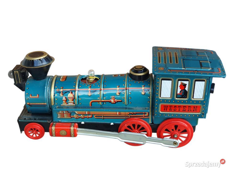 Stara duża zabawka blaszana lokomotywa Western Cieszyn