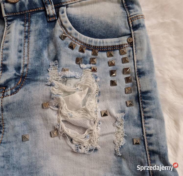 Jeansowe krótkie spodenki szorty z ćwiekami Krótkie Kraków