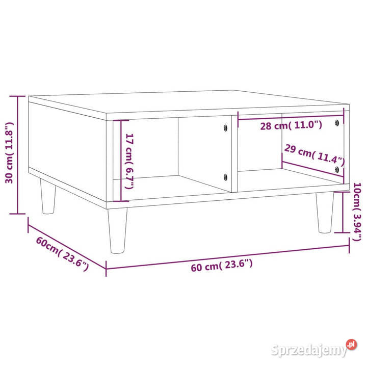 Stolik kawowy brązowy dąb 60x60x30 WM813166 Warszawa