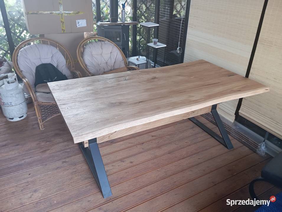 Stół Loft Nowoczesny Lite Drewno Dąb Nogi Warszawa