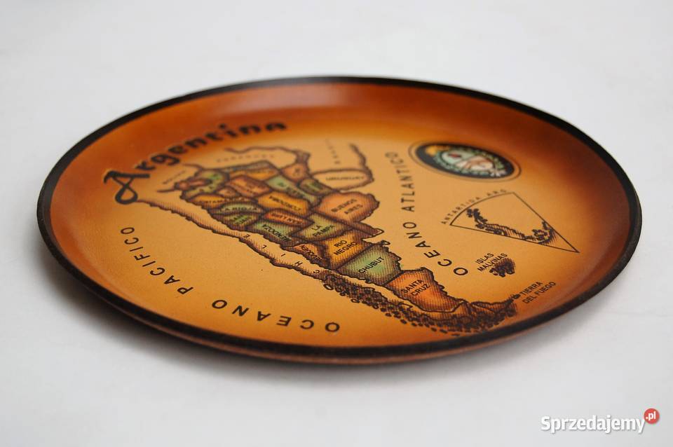 Argentyna mapa talerzyk do zawieszenia vintage odcienie brązowego Lublin