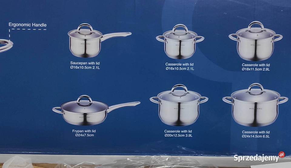Garnki 12 el Wellberg stalowe indukcja gaz Łódź