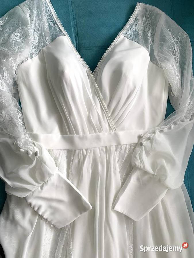 Suknia ślubna wiązana boho ivory rękawy Jelenia Góra