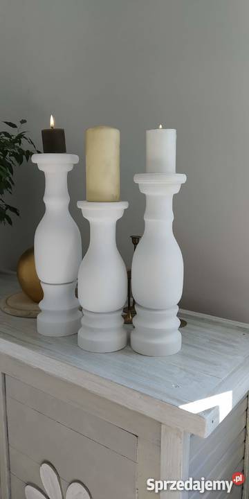 Świeczniki drewniane toczone rękodzieło toczenie Kalisz