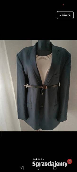 Marynarka Wełniana wool granatowa oversize Moda i Styl Krosno