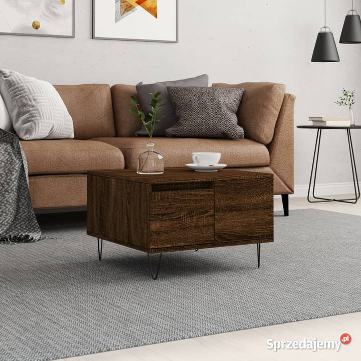 Stolik kawowy brązowy dąb 55x55x365 WM830763 Warszawa