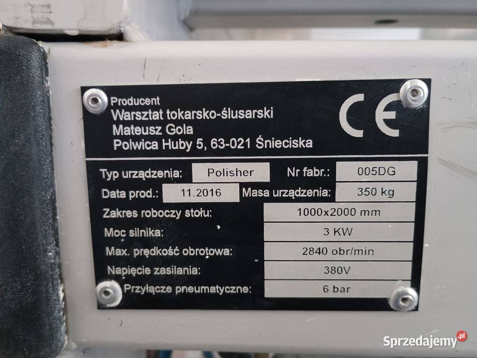 Półautomat polerski POLERKA FRONTÓW MEBLOWYCH DG Stary Wiśnicz
