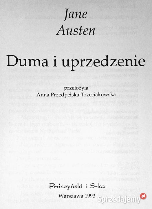 Duma i uprzedzenie Jane Austen miękka sprzedam
