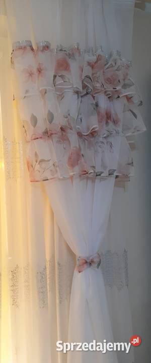 Firany z falbanami pudrowe róże 2 sztuki mazowieckie Mława