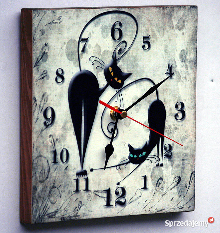 Zegar wsteczny z kotami cofający czas sprzedam