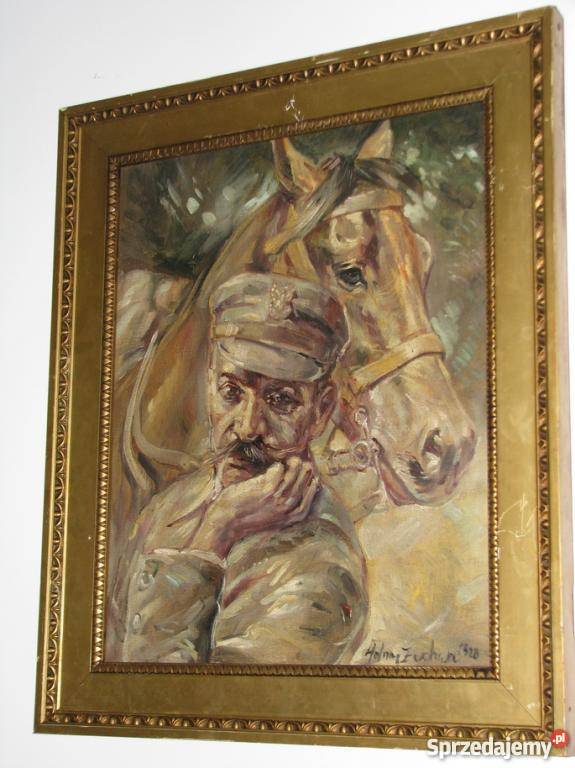 1928 PATRIOTYCZNY OBRAZ JÓZEF PIŁSUDSKI I KOŃ Kraków