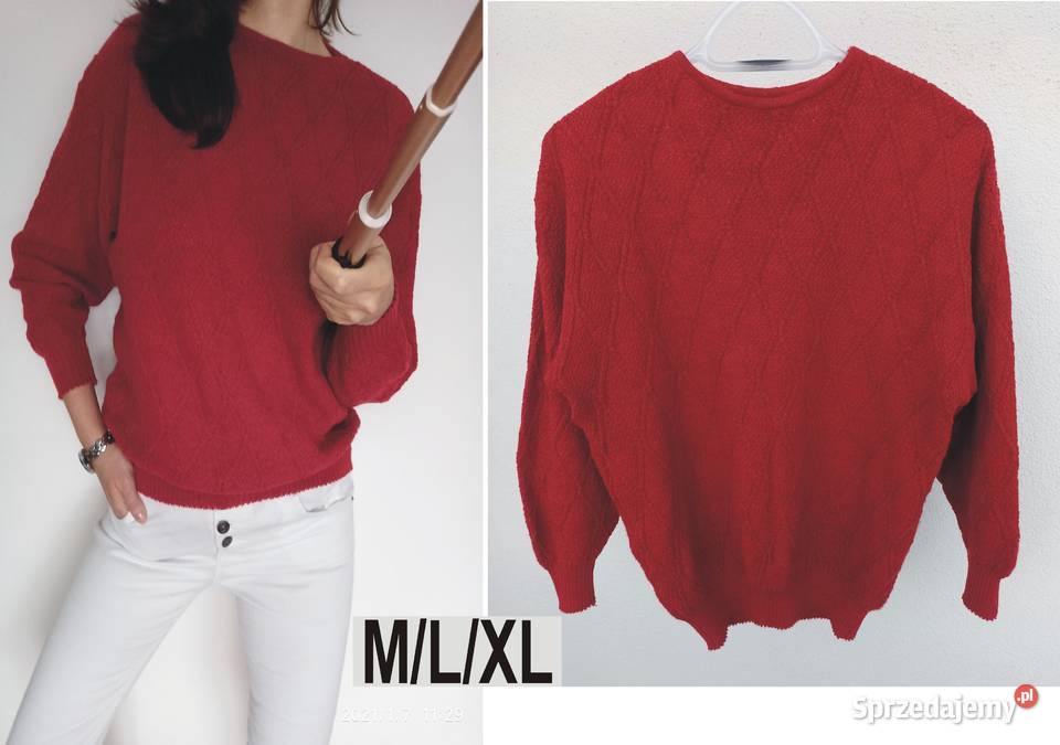 Sweter bordowy Vintage rozmiar MLXL Inny wzór