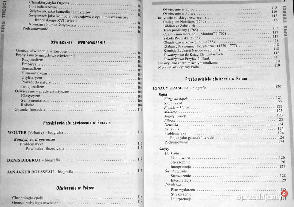 Opracowania lektury i wiersze 2 Barok oświecenie Książki i Podręczniki Chełm