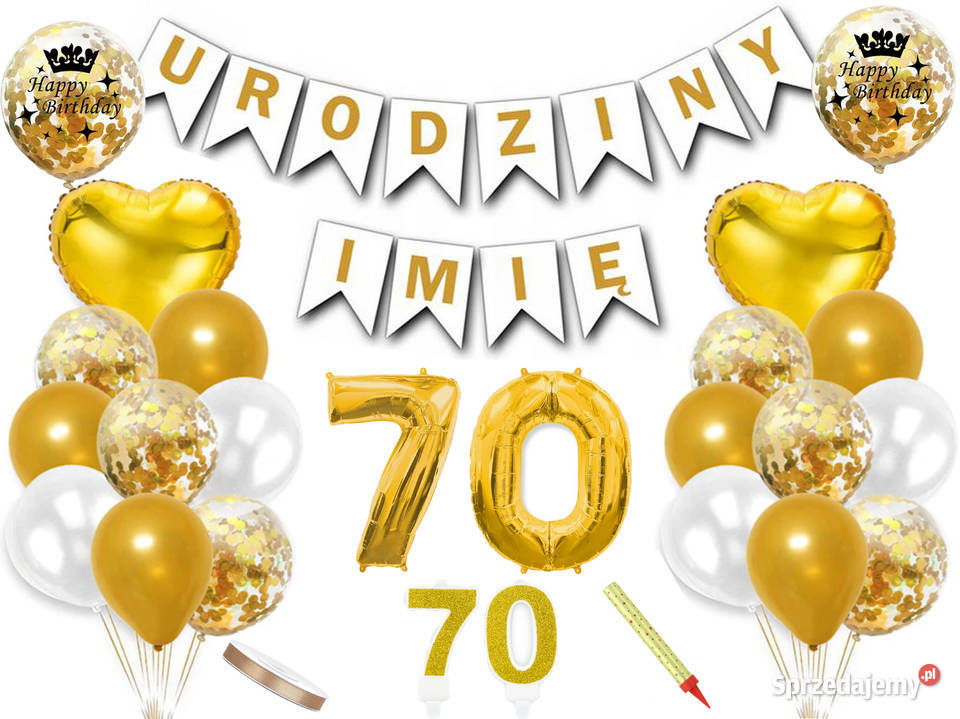 Zestaw dekoracji na 70 urodziny baner imię Adamowizna