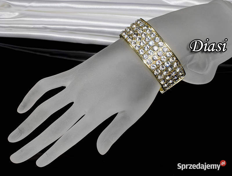 Piękna nowa złota bransoleta Bangle z cyrkoniami Łódź