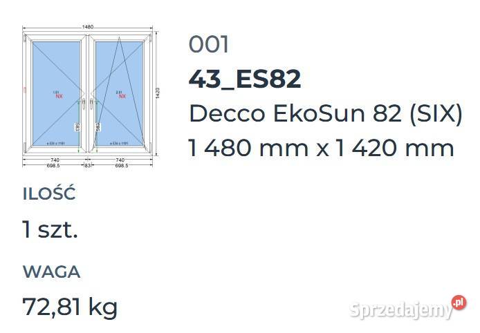 Nowe okno 1480x1420 zewnętrzny złoty dąb łódzkie Niechcice