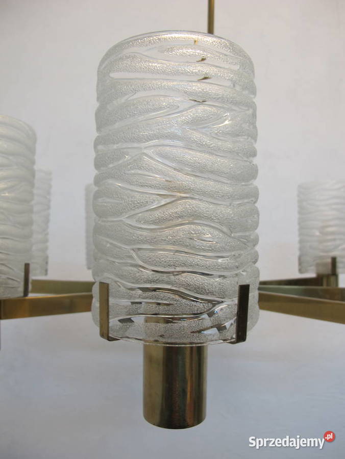 Żyrandol mosiężny lampa art deco 8 kloszy 8 Olkusz