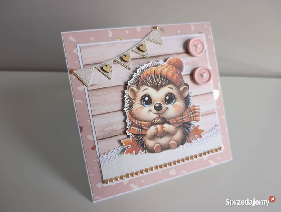 Kartka Roczek Urodziny ręcznie robiona jeż Łódź sprzedam