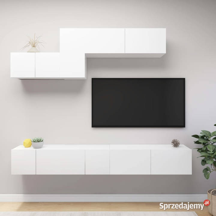 6cz zestaw szafek TV biały materiał Warszawa