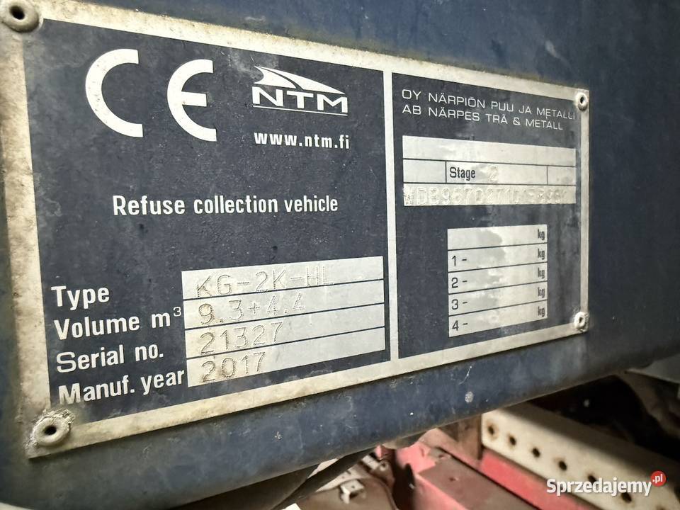 Mercedes Atego 1524 śmieciarka z wagą 14m3 NTM Rok produkcji 2014 Nowiny