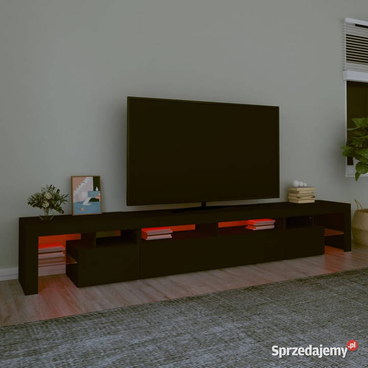 Szafka pod TV z oświetleniem LED czarna mazowieckie Warszawa