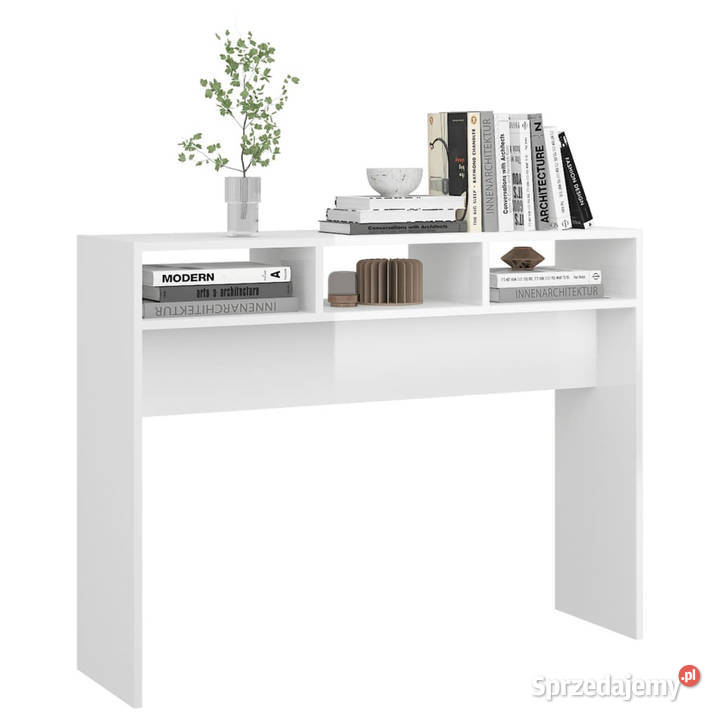 Stolik konsolowy biały wysoki połysk 105x30x80 Warszawa
