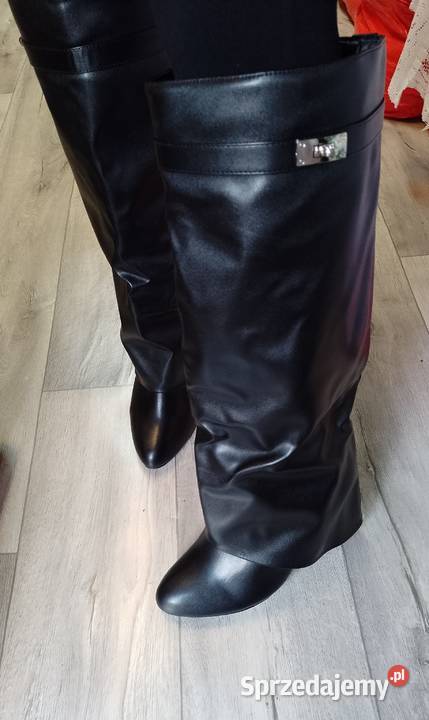 4243 Ekskluzywne czarne wygodne Kozaki kowbojki Kraków