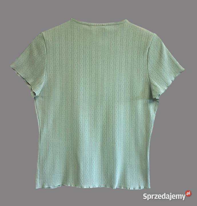 Damska bluzka oliwkowa bawełniana z krótkim zielony Bluzki i koszule Chrzanów