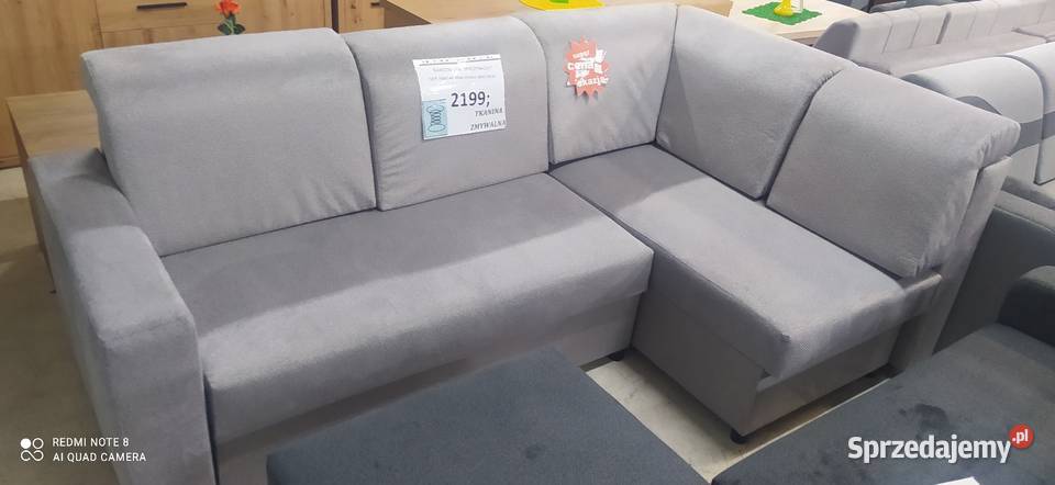 NAROŻNIK POKOJOWY NA SPRĘŻYNACH TKANINA ZMYWALNA Toruń