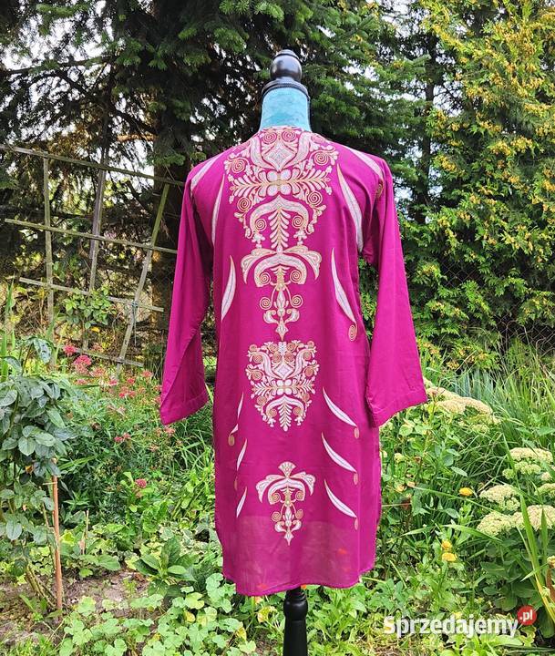Nowa tunika indyjska kurti kameez bawełna fiolet Bluzki i koszule Szczecin