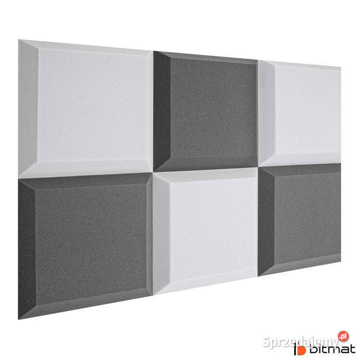 Panele akustyczne na ścianę szare trapezy Bitmat Sprzęt estradowy, studyjny i DJ-ski Łąki