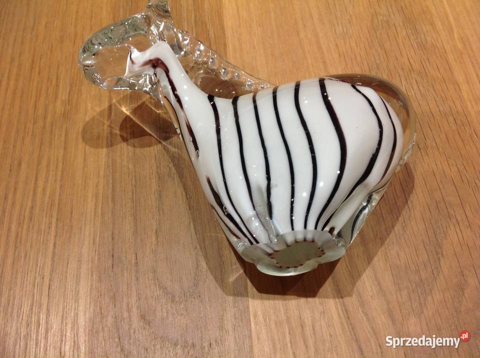 Zebra Figurka Szklana MURANO Vintage Porcelana i szkło Nowa Sól