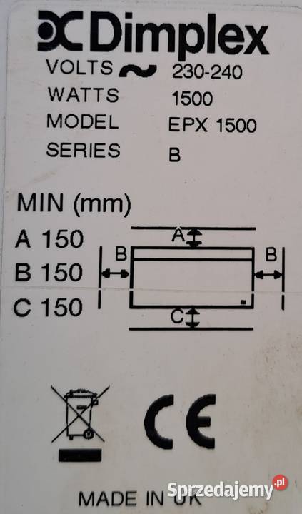 3 grzejniki dimplex 2kW 1kW 15 kW model EPX Opole
