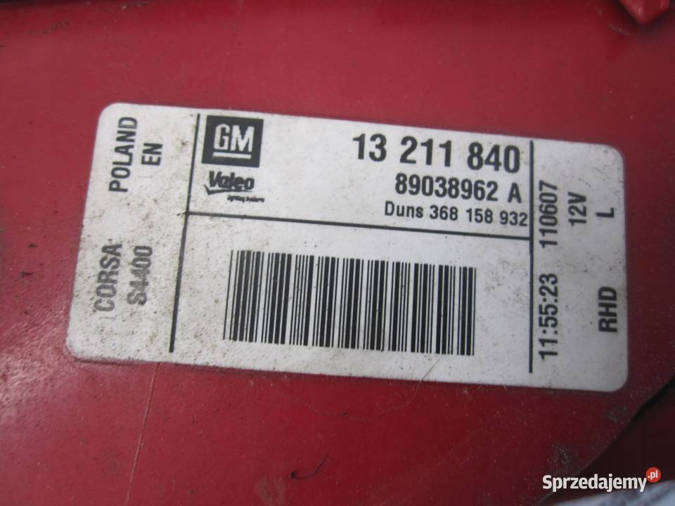 OPEL CORSA D lampa lewa tył 13211840 89038962A sprzedam