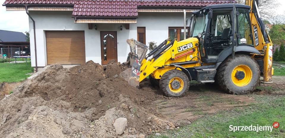 Prace ziemne koparko ładowarkąmini koparką Wykopy, roboty ziemne lubuskie Sulęcin