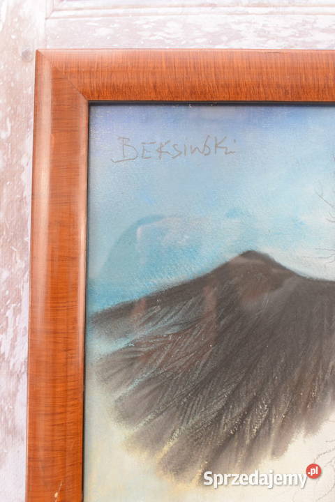 Beksiński Pastel na Kartonie Szkłem Stary Obraz małopolskie Kraków
