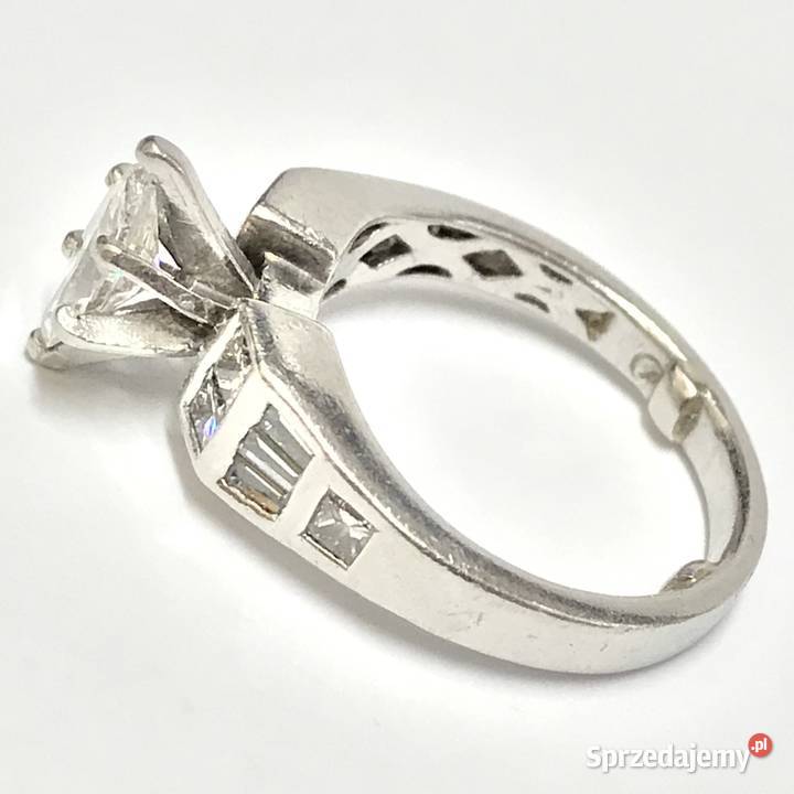 Platynowy PIERŚCIONEK Art Dco BRYLANTY 15ct Warszawa