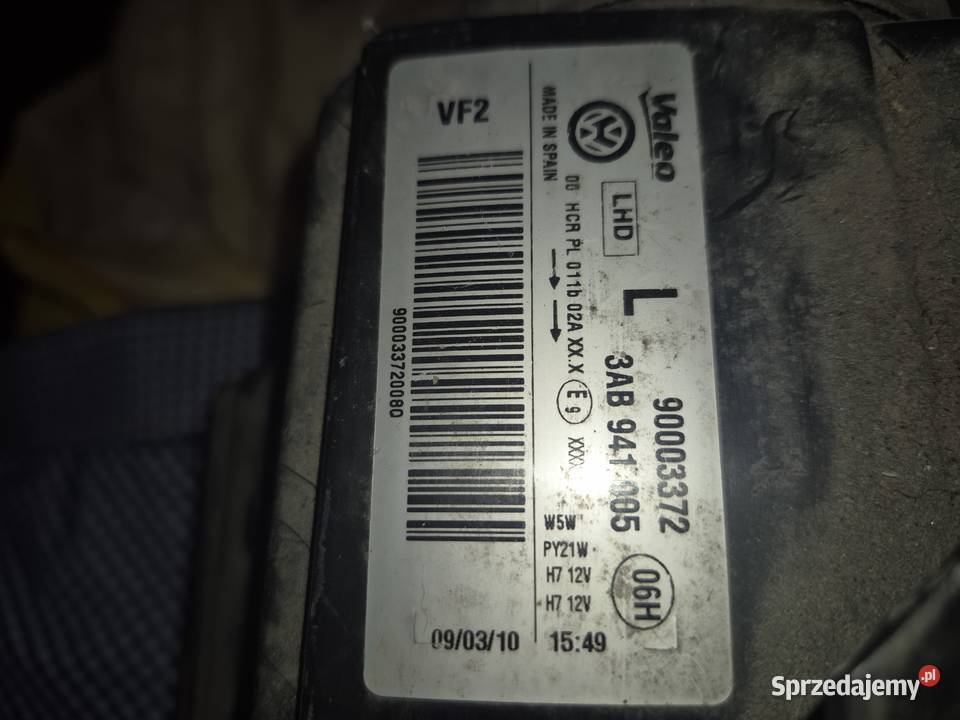 Lampa Przód Lewa VW Passat B7 Oryginał 3AB941005 Mława