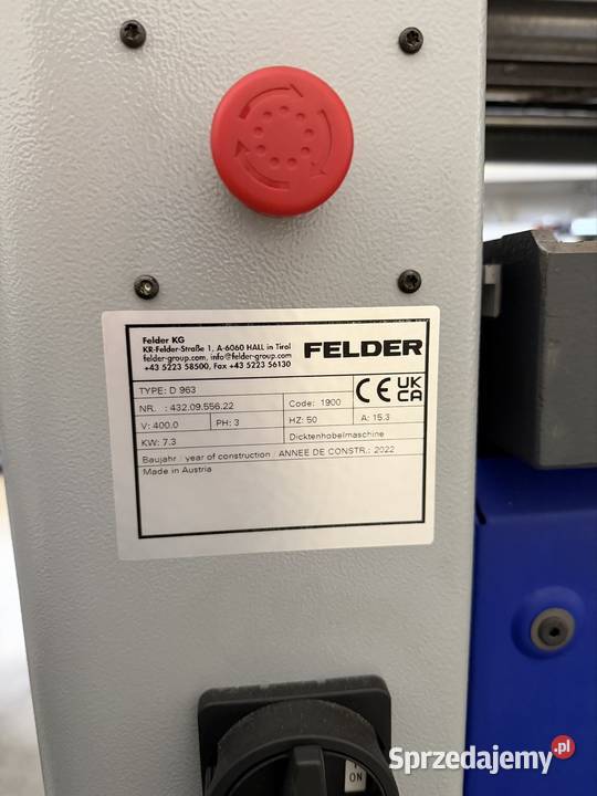 Grubościówka przemysłowa Felder D963 2022r 100 małopolskie Gorlice