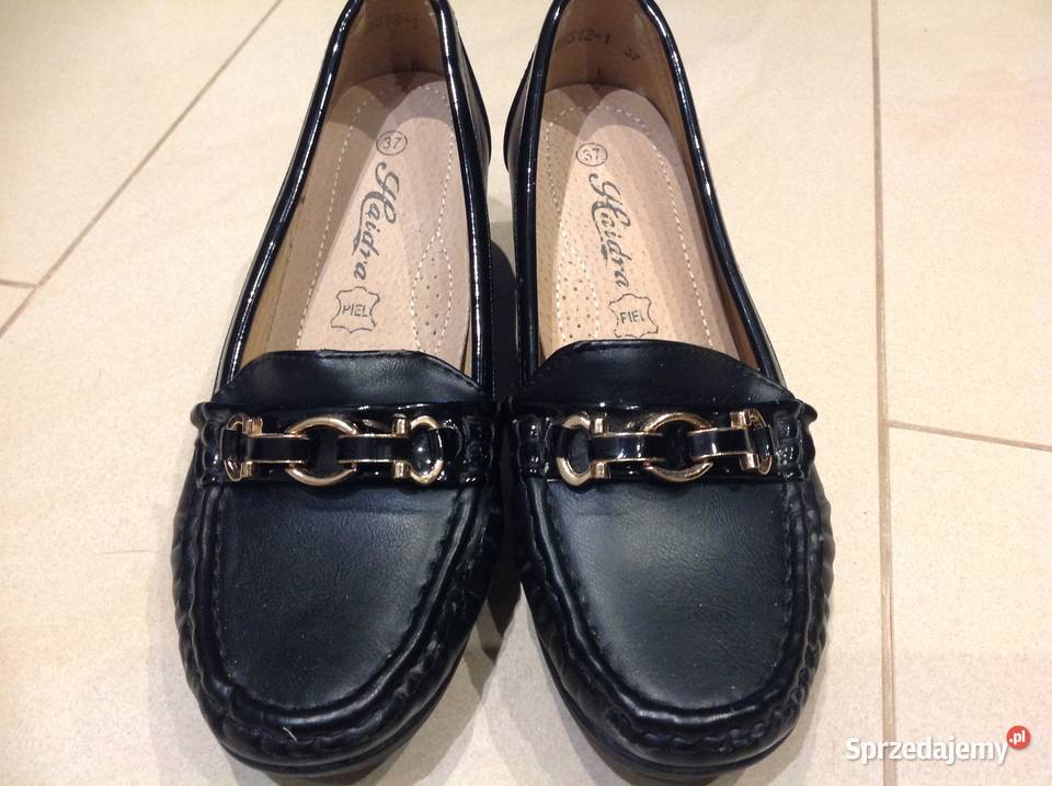Buty Półbuty Mokasyny na Koturnie Damskie Czarne lubuskie Nowa Sól