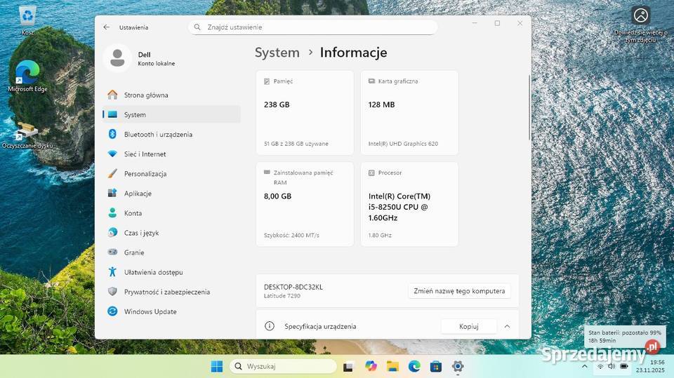 Dell Latitude 7290 laptop z i5 8gen 8GB ssd Kraków sprzedam