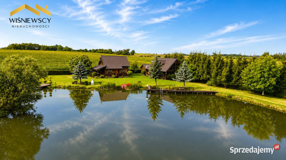 Dwa domy stawem poza wsią działka 7947 m2 7947m2 Nowa Wieś Mała