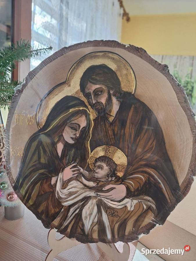 Obraz śwRodziny malowany ręcznie na plastrze Obrazki i obrazy Strzyżów