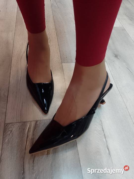 4243 CZARNE czółenka wieczorowe z odkrytą piętą Kraków sprzedam