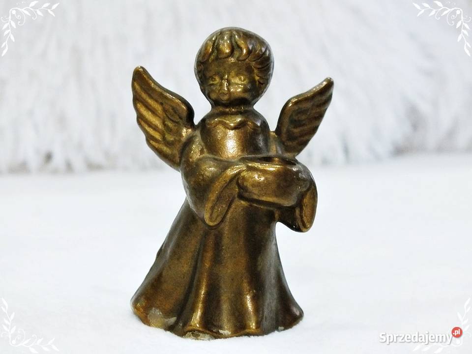 Aniołek stara figurka z mosiądzu 6 Mosiądz Antyki, Sztuka, Kolekcje Żary sprzedam