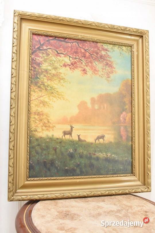 JÓZEF RAPACKI Pejzaż Polski SARENKI Stary Obraz małopolskie sprzedam